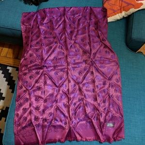 Beautiful Magenta Silk Scarf w/Elephants